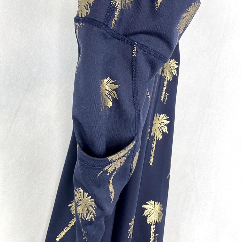 Lilly Pulitzer Navy Leggings with Gold Palm Print - Picture 5 of 16